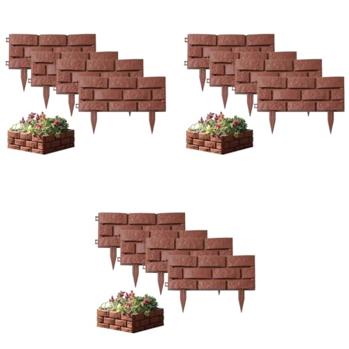 HASTHIP® 12PCS Garden Fence Border Decor Fencing Rustic Brick Edging Picket Connectable Decorative for Lawn Pathway Backyard Brown HASTHIP® 12PCS Garden Fence Border Decor Fencing Rustic Brick Edging Picket Connectable Decorative for Lawn Pathway Backyard Brown